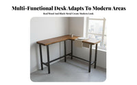 L-Shaped Bar Table Minimalist Design Corner High Desk Modern Design Solid Wood Balcony Table for Couples, Adults, Living Room, Kitchen
