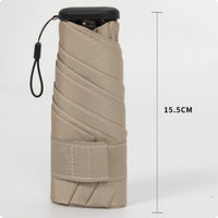 5-Fold Compact Sun Umbrella Wind Resistant Compact Pocket Umbrella Waterproof Carbon Fiber Parasol for Commuting