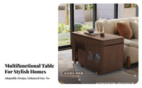 Multi-Functional Mobile Brewing Station Movable with Casters Tea Cart Modern Design End Table Extendable Top for Apartment Dwellers, Homeowners, Living Room, Home, Reception Area, Balcony