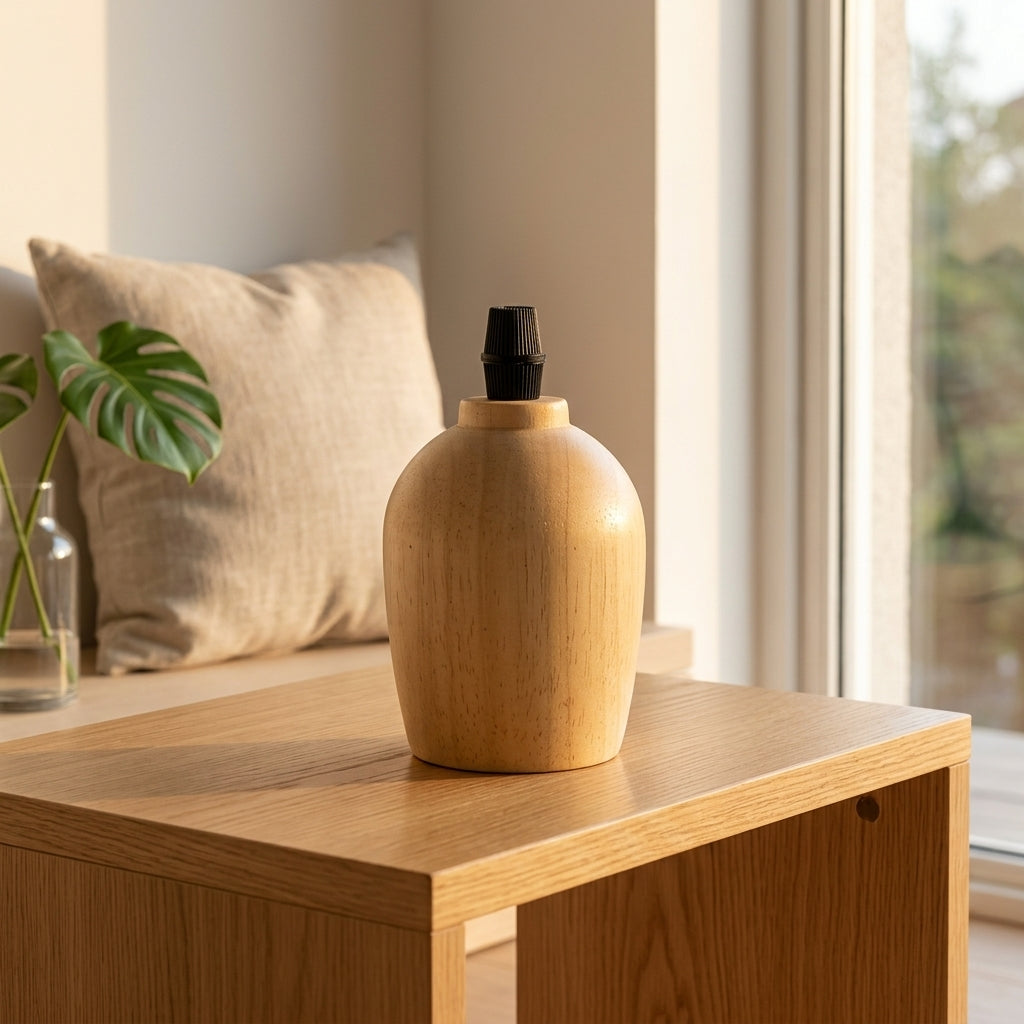 Home Decor Pendant Light with E27 Lamp Holder and UK Plug, Solid Wood Art Light Fitting for Living Room, Bedroom Lighting Bulb Holder, E27 Lamp
