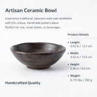 Wabi-Sabi Ceramic Bowl, Black, New Chinese Style