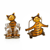 Cat Napkin Holder with Pepper shaker Body Decorative Cat Holder Artistic Metal Tabletop Organizer for Kitchen