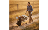 Wheelbarrow with Metal Tub Rubber Wheelbarrow Easy to Steer for Landscapers