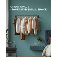 Heavy-Duty Wall-Mounted Industrial Pipe Clothing Rack with Multi-Function Hanging Bar