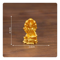 Gold Finish Miniature Buddha Statue Detailed Craftsmanship Southeast Asian God Statue Flat Base Small Resin God Sculpture for Buddhists, Dollhouse, Bookshelf, Desktop, Altar