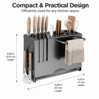 Kitchen Cabinet Organizer Pot Rack, Cookware Stand, Matte Grey Carbon Steel Drainage Kitchen Organizer, Countertop, Chopstick Holder
