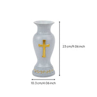 Cross Vase Resin Grave Vase Stone-Look Finish for Cemetery, Patio