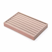 Slimline Jewelry Organizer Tray Rectangular Wooden Tray with Lining Soft-Lined Jewelry Organizer Open-Top for Vanity, Dresser