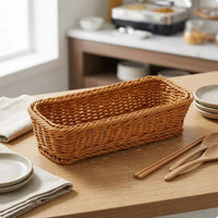 Rectangular Rattan Basket uncoveredTop Household Organizer Rounded Corners