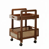 2-Tier Rolling Utility Cart Large Capacity 2-Tier Wheeled Trolley Removable Tray