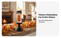 Spooky Halloween Candle | Dripping beeswax Look, Flame Shaped Tip, LED Candle with Glitter, for Mantel