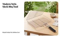 Electroplated Finish Folding Barbecue Grill Basket Long-Lasting Rectangular Wire-Mesh Grill Basket Locking Mechanism Outdoor Cooking Rustproof