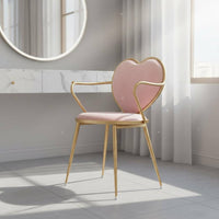Nordic Design Heart Shaped Back Chair Cushioned Seat Modern Makeup Chair Compact Footprint for Cafe