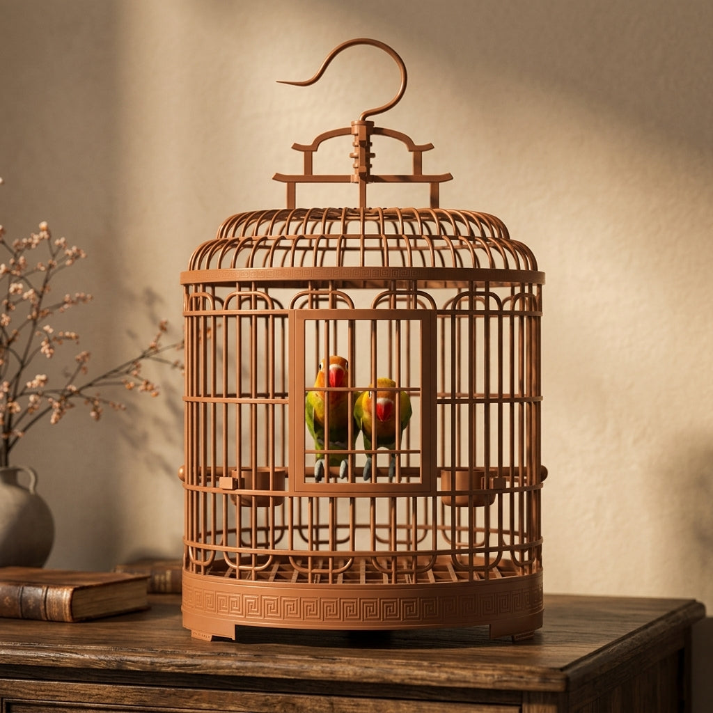 Small Bird Cage with Round Design, Large Bird Cage Style for Indoor Use, Portable Pet Bird Cage with Easy Removable Tray for Cockatiels