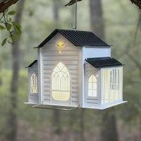 Shaped Solar Bird Feeder Self-Charging Shaped Bird Feeder Decorative Cross Detail Garden Ornament for Backyard