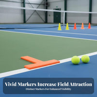 18 Pieces Flat Point Marker Set Indoor & Outdoor Use Court Perimeter Lines Portable Sports Marker Markers for Athletes, PE Teachers
