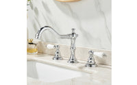 Antique-Style Basin Faucet Three-Hole Faucet with Two Handles Deck-Mounted Basin Tap Polished for Washbasin, Bathroom, Vanity