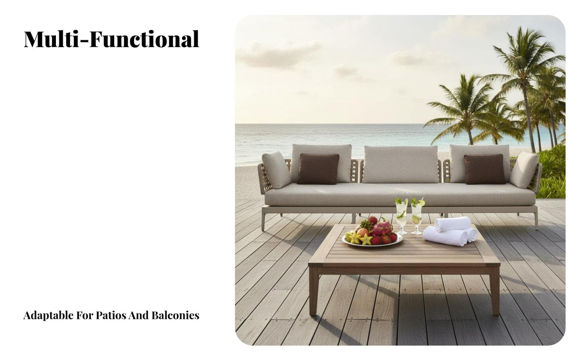Weather-Resistant 4-Piece Sofa and Armchair Set Waterproof Fabric Loveseat and Chairs with Table Comfortable pads Outdoor Furniture Easy Maintenance for Hospitality Businesses, Homeowners, Families, Balcony, Terrace, rearyard, Porch