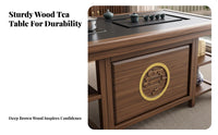 serene-Inspired Design Gongfu Tea Ceremony Table Space-Saving Gongfu Tea Table with Accessories Built-in Storage Shelf Household Furniture Minimalist Aesthetic for Fans of Asian Culture, Gift Givers, Living Room, Balcony, Reception Area, Office