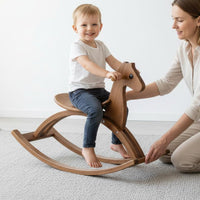 Wooden Rocking Horse Solid Wood Rocking Animal Odorless Paint Nursery Decor for Young Children
