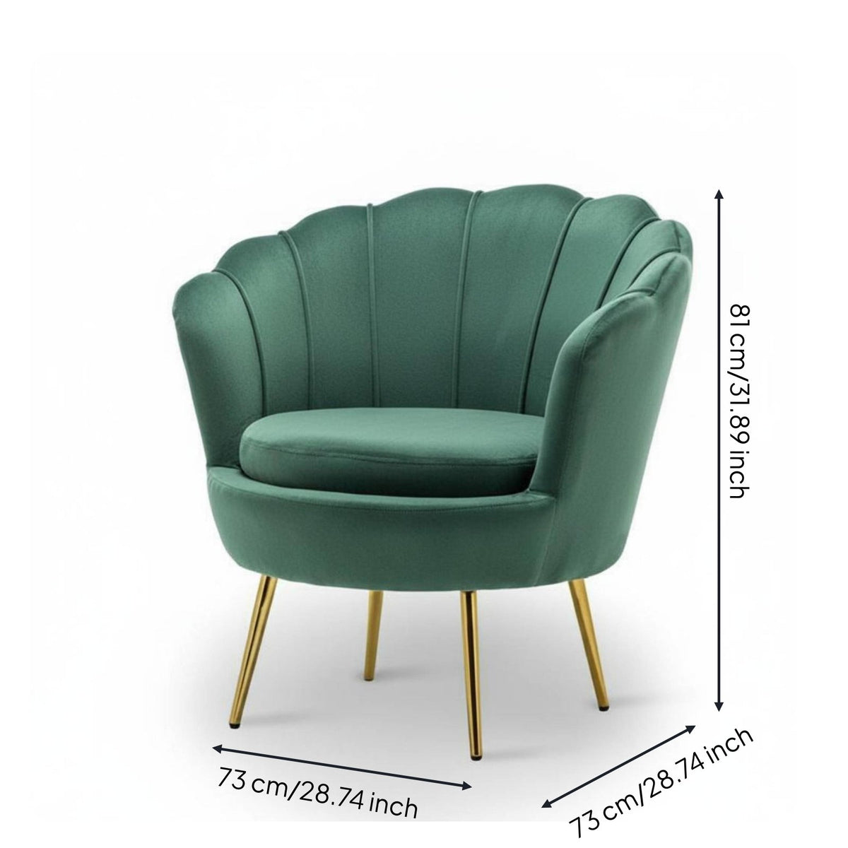 Velvet Armchair Soft Luxury Shell Rear Feature Chair Gold Metal Legs