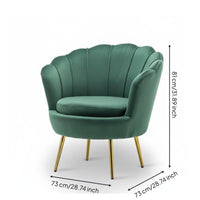 Velvet Armchair Soft Luxury Shell Rear Feature Chair Gold Metal Legs