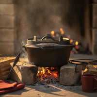 Dutch Oven with Bail Handle Campfire Pre Seasoned Iron Cooking Vessel with Lid Pre Seasoned Cooking Pot for Campers, Camping