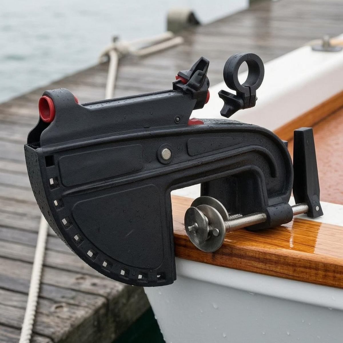 Outboard Engine Bracket Coil-Assisted-Loaded Angling Device Locator Bracket Angling Device Locator Mount Hand Knob Marine