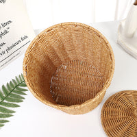 Rattan-Style Storage Basket with Lid, Large Laundry Hamper