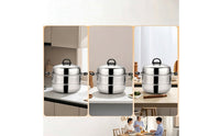 Steamer Pot with Lid Large Stainless Steel Steamer Cookware Double-Handled Domed for Home Cooks, Stovetop, Kitchen