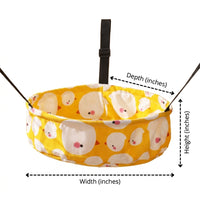 Cat Hammock Hanging Cat Bed with Metal Hooks, Round Basket Cat Cage Hammock and Bed, Soft Multi-Season Pet Cage Accessory for Daily Resting