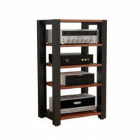 2 Pieces Steel AV Shelf Multi-tier Amplifier Stand Adjustable Shelves Heavy Duty Cabinet Suitable for Audiophiles Living Room Entertainment Space