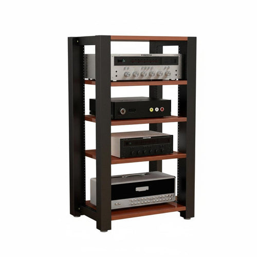 2 Pieces Steel AV Shelf Multi-tier Amplifier Stand Adjustable Shelves Heavy Duty Cabinet Suitable for Audiophiles Living Room Entertainment Space