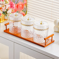 3 Pieces Airtight Storage Jar Food Safe Geometric Pattern Jar Environmentally