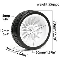 RC Car Tire 1:10 Off-Road Modified 2.7 Inch White Wheel Hub Thickened Wear-Resistant Sponge Tire 70mm Universal