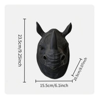Rhino Head Wall Mount Sculpture Antique-Style Rhino Head with Tusk Resin