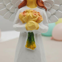 Angel Sculpture Holding Flowers Hand-Painted for Retirees, Colleagues