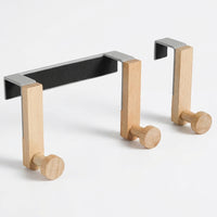 Hook Rack with Wood and Iron for Nordic Style Hanging, Removable Storage for Dorm Room or Home Use, No Nail Coat