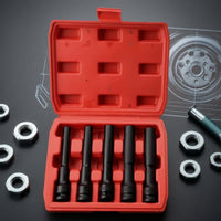 5 Pieces Impact Socket Set with Case Narrow-Wall Socket Set with Case Heavy-Duty Tools for Automotive Repair, Garage