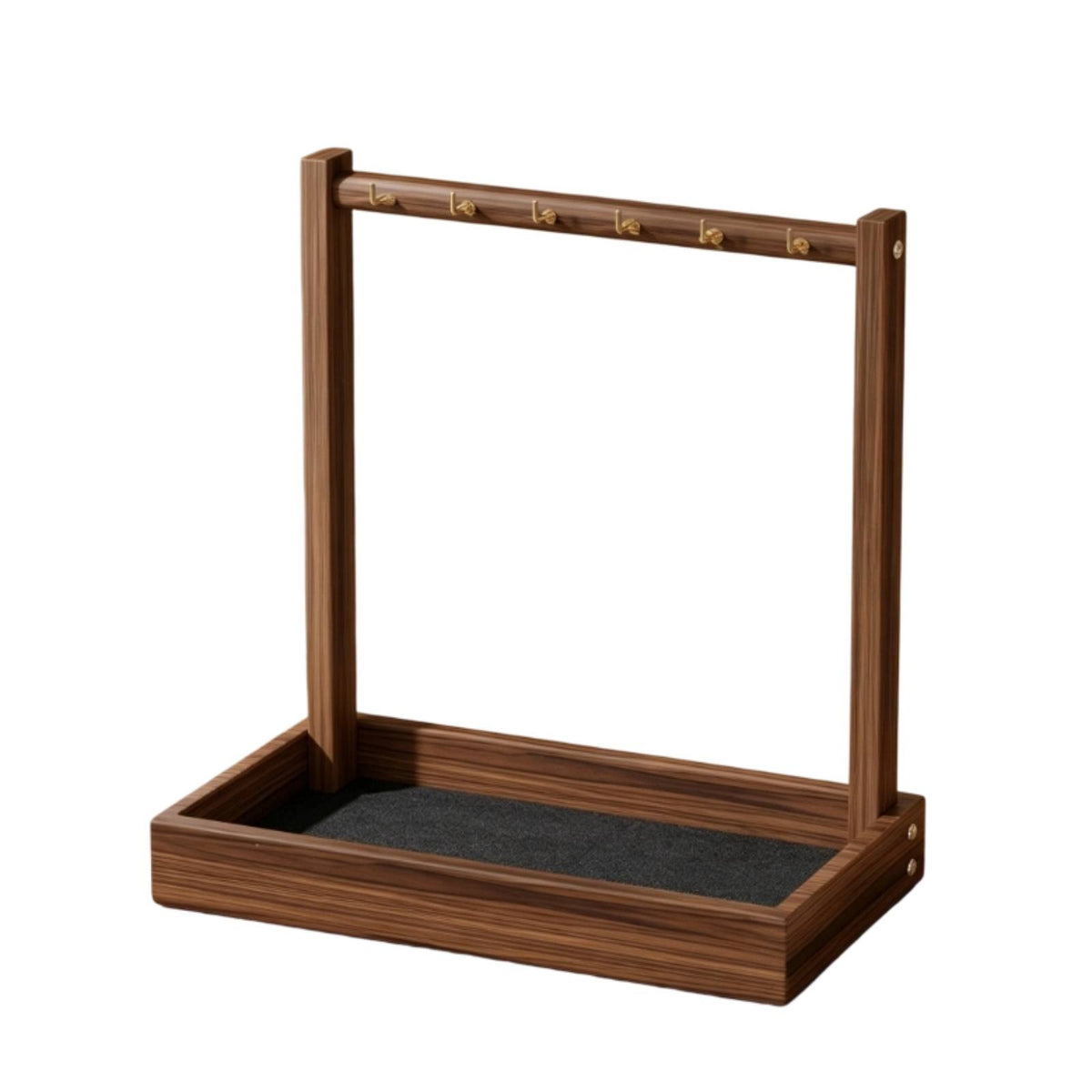 Desktop Jewelry Stand with Finger Band Holder Tray Wooden Jewelry Organizer with Hooks Open-Frame Necklace Holder with Tray Vertical for Women, Vanity, Dresser, Bedside Table