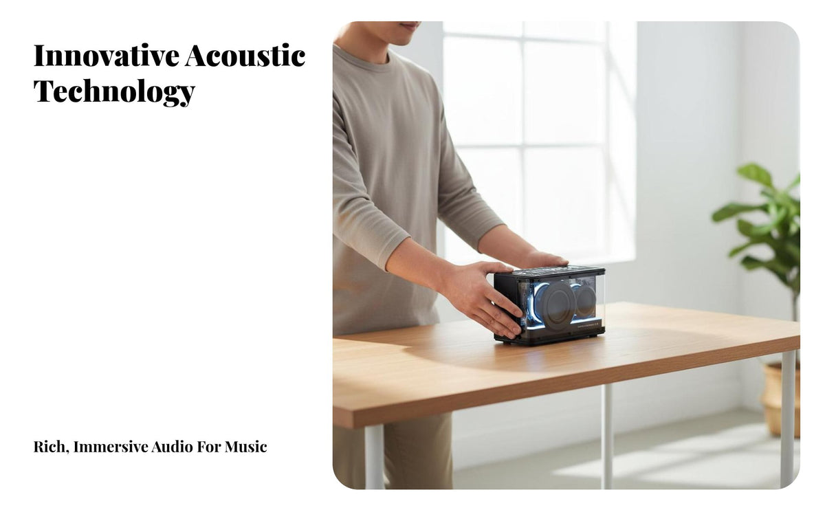 Bluetooth Connectivity Light-up Party Speaker Powerful Bass Transparent Light-up Speaker Portable Design Wireless Sound Box Built-in Subwoofer for Music Lovers, Tech Enthusiasts, Gaming, Parties, Outdoor, Desktop Setup