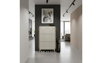Space Saving Slim Shoe Cabinet Cream Design Flip Drawer Shoe Cabinet Large Capacity Sturdy Construction for Small Areas, Hallway, Apartment