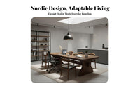 Rectangular Pedestal Table Nordic Design Dining Furniture Grain Kitchen Island for Homeowners, Hosts, Living Room, Home Office, Morning Dining Corner
