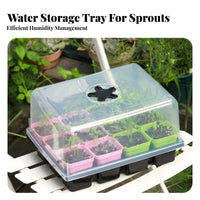 12 Cell Seedling Tray with Dome Transparent Lid Growing Kit Reusable Mini Greenhouse Propagator for Beginners