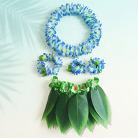 Hawaiian Luau Grass Skirt Costume Set for Kids and Adults