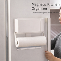 Cabinet Fridge Organizer for Students, No-Drill 1 Tier Refrigerator Side Storage Shelf, Multi-functional Countertop Rack for Paper Towels, Kitchen