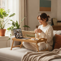 Bed Table with Folding Legs Lightweight Bed Tray with Folding Legs Sustainable Bamboo Portable Desk for Floor