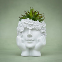 Woman Head Flower Pot Artistic Design Lady Head Planter Lightweight