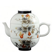 4 Pieces Portable Travel Tea Set Compact Teapot with 2 Cups Set for Travelers