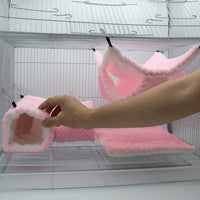 3 Piece Guinea Pig Cage Accessories with Guinea Pig Tube and Hanging Hammock for Hamsters, Soft Washable Year-Round Bedding Set